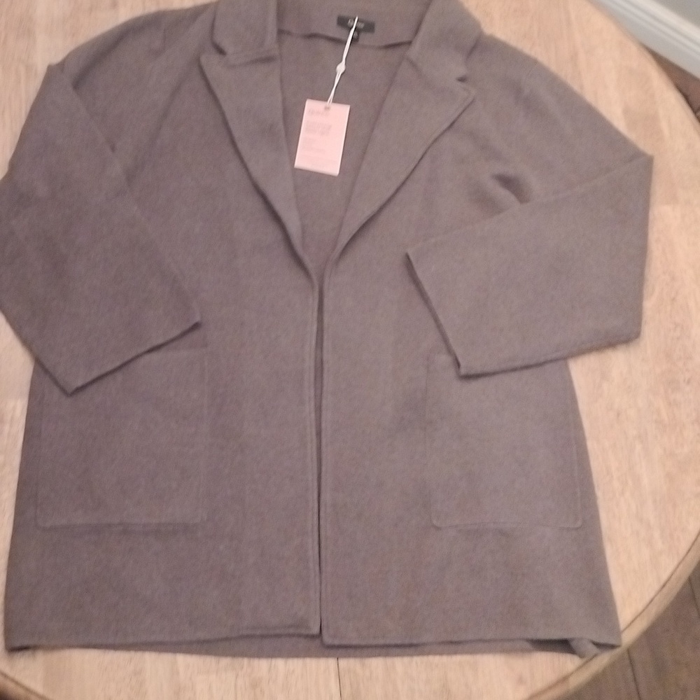 Quince 100% Organic Cotton Knit Blazer Heather Brown XL Brand New w Tags
